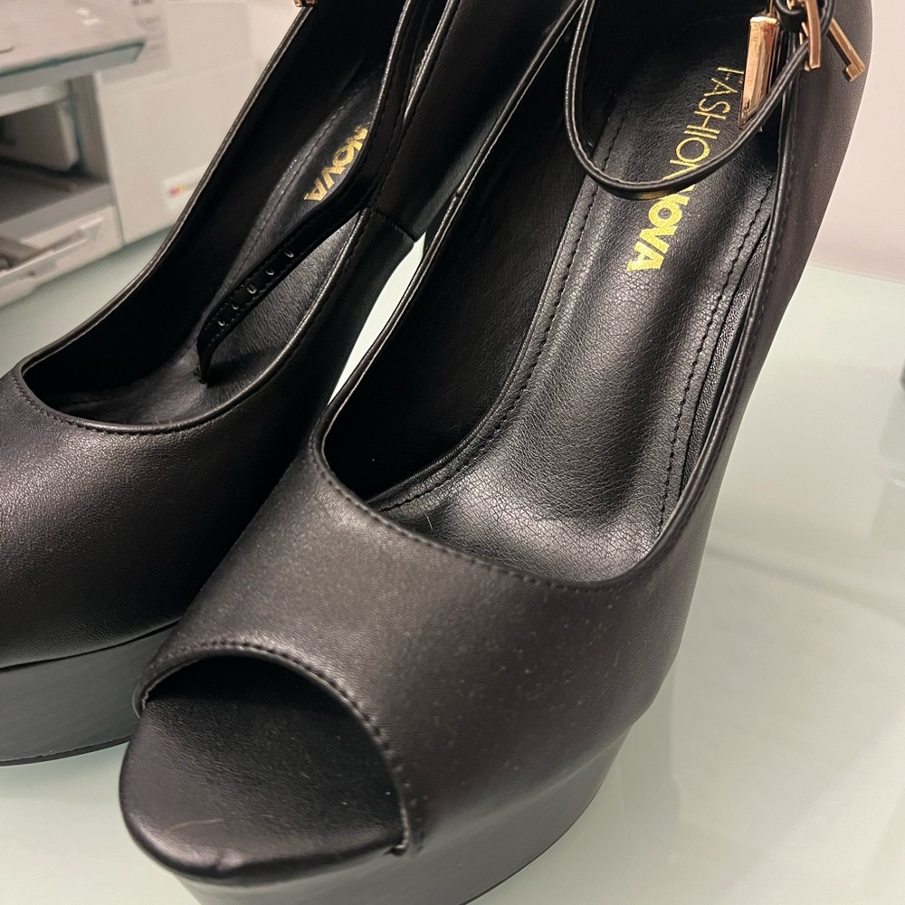 Peep toe platform ankle strap mary Jane